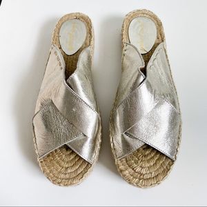 Free People Tuscan slip on espadrille metallic sandals silver 10